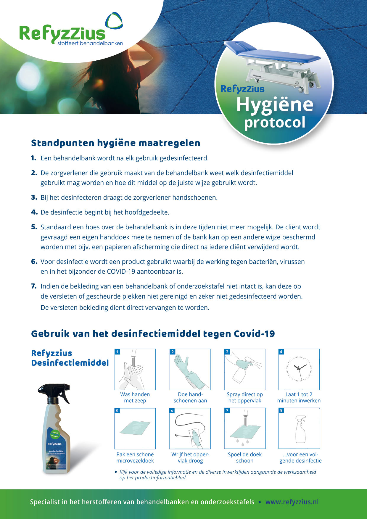 Hygiene Protocol desinfectie Refyzzius flacons